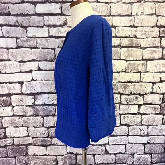 Chico's Blue No Close 3/4 Sleeve Fully Lined Jacket Size M - Picture 4 of 9